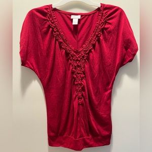 XS V-neck blouse by Motherhood Maternity. Batwing sleeve. True red. GUC